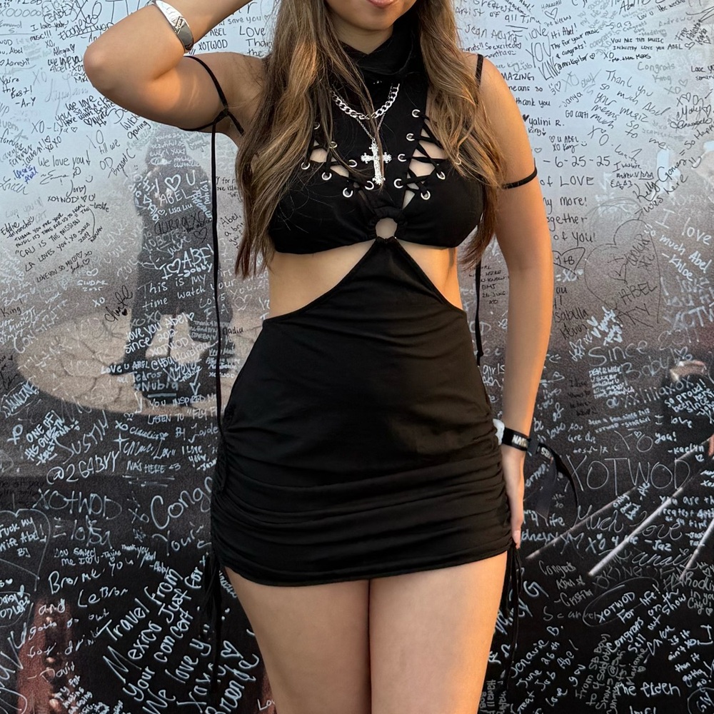 Dolls Kill Black Strappy Mini Dress